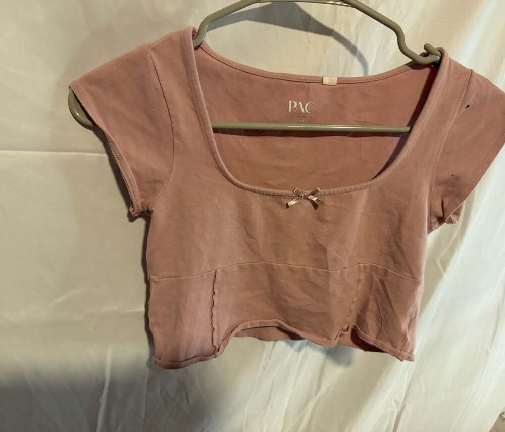 PacCares Pink Crop Top with Bow Detail Size XS